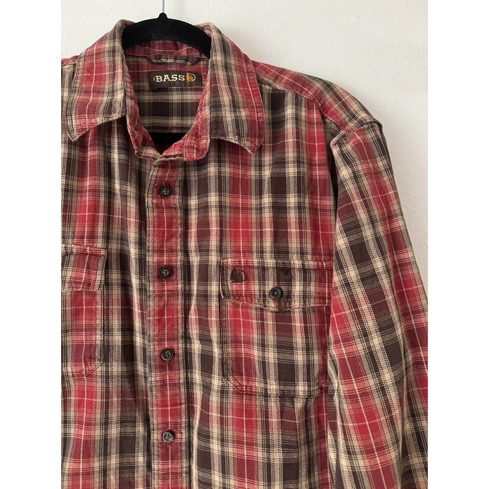 Bass Outdoors Brown Plaid Button Front Casual Shirt Men’s Size Medium Fishing - Picture 3 of 6